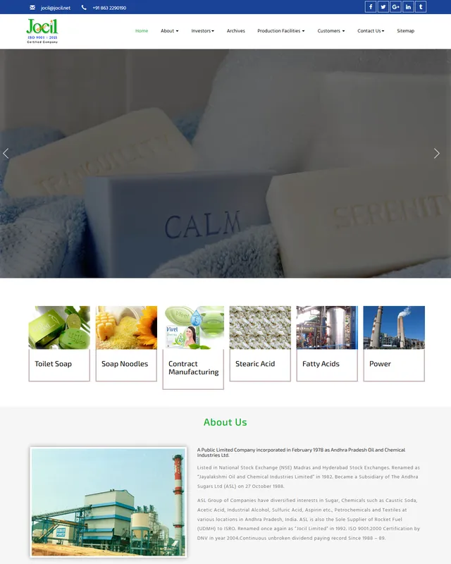 Jocil Limited website designed by WebSamrat