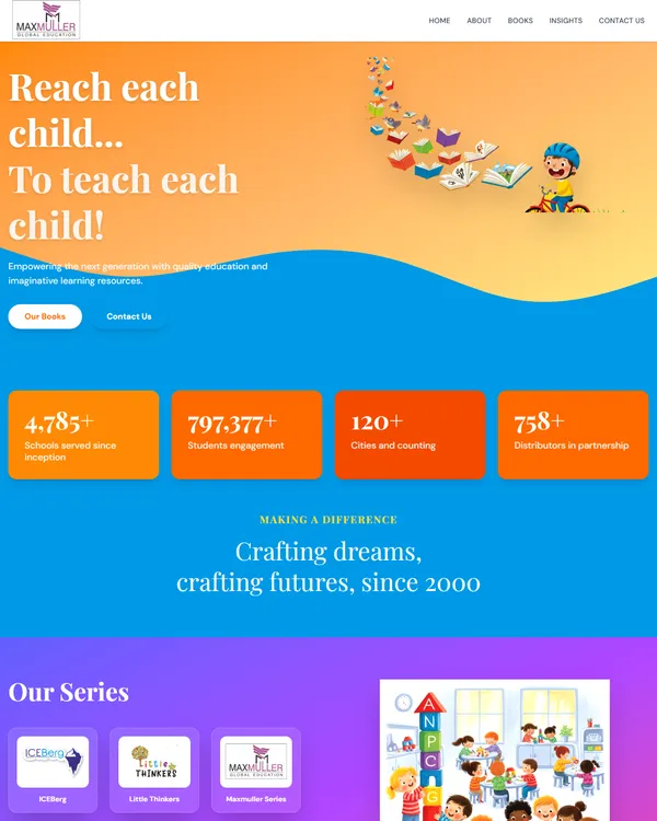 Max Muller Education website designed by WebSamrat Technologies