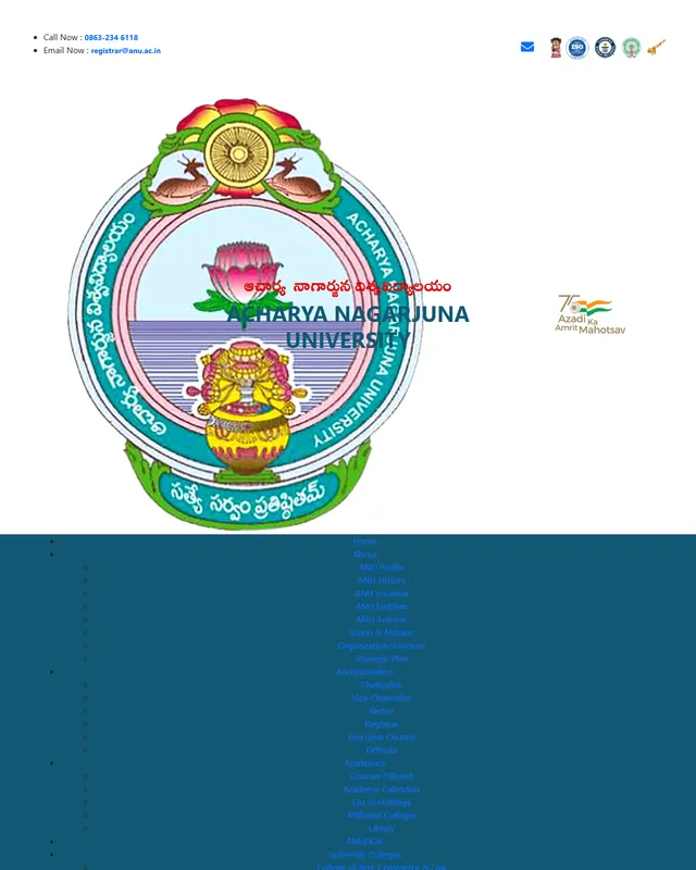 Acharya Nagarjuna University website designed by WebSamrat